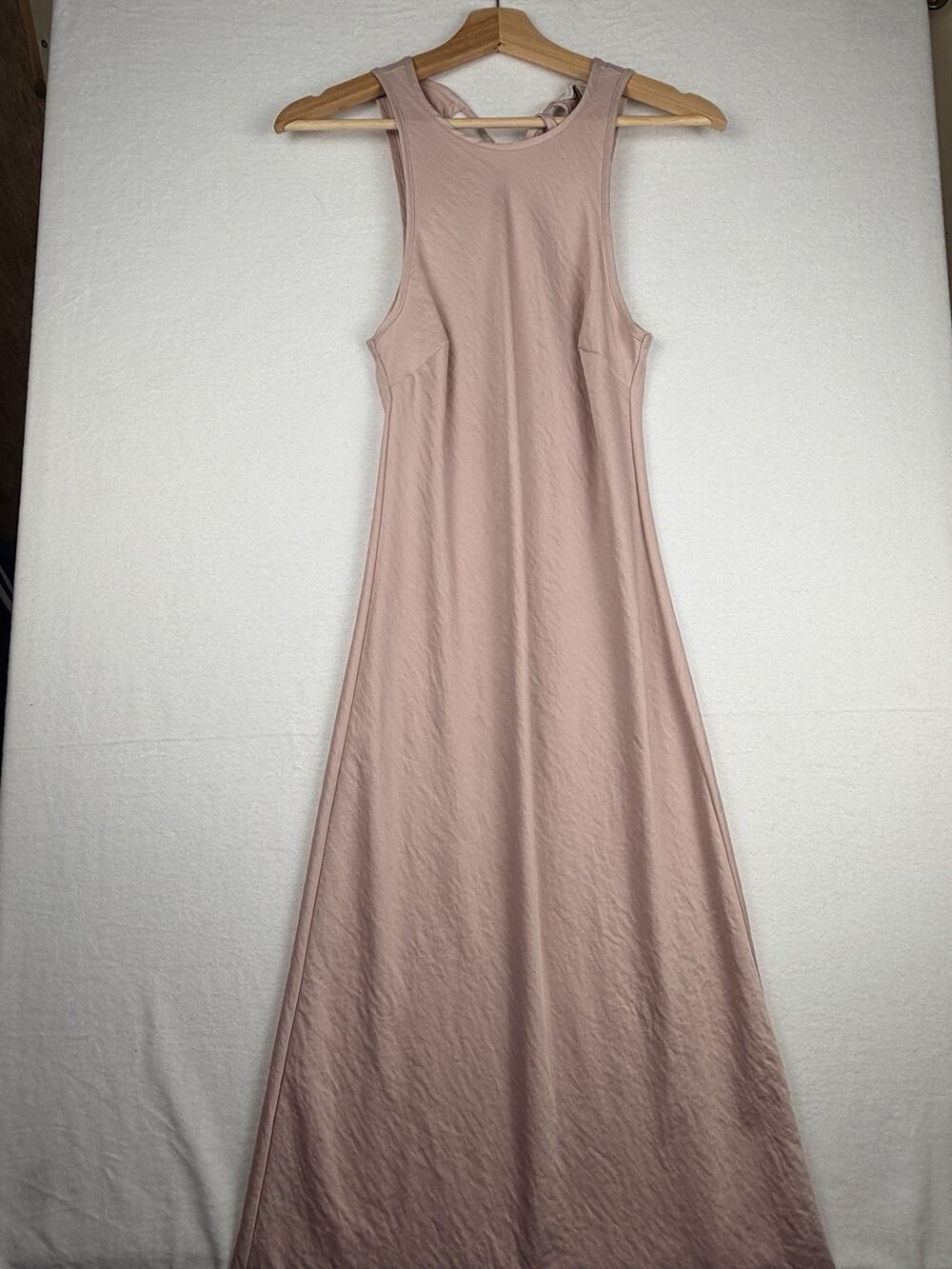 House Of Harlow 1960 Dress Women’s S Dusty Rose Pink Satin Maxi Tie Back